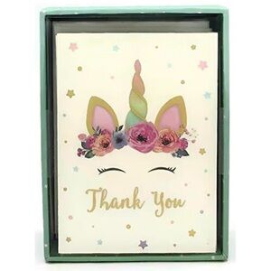 Clementine Paper Floral Unicorn Gold Foiled Thank You Greeting Card Boxed Set